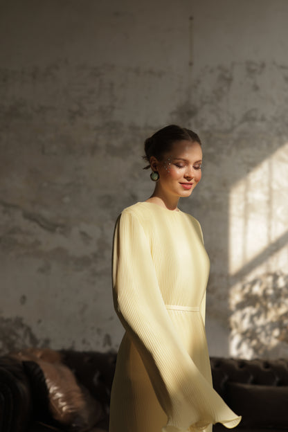 Piliseli Elbise Sarı