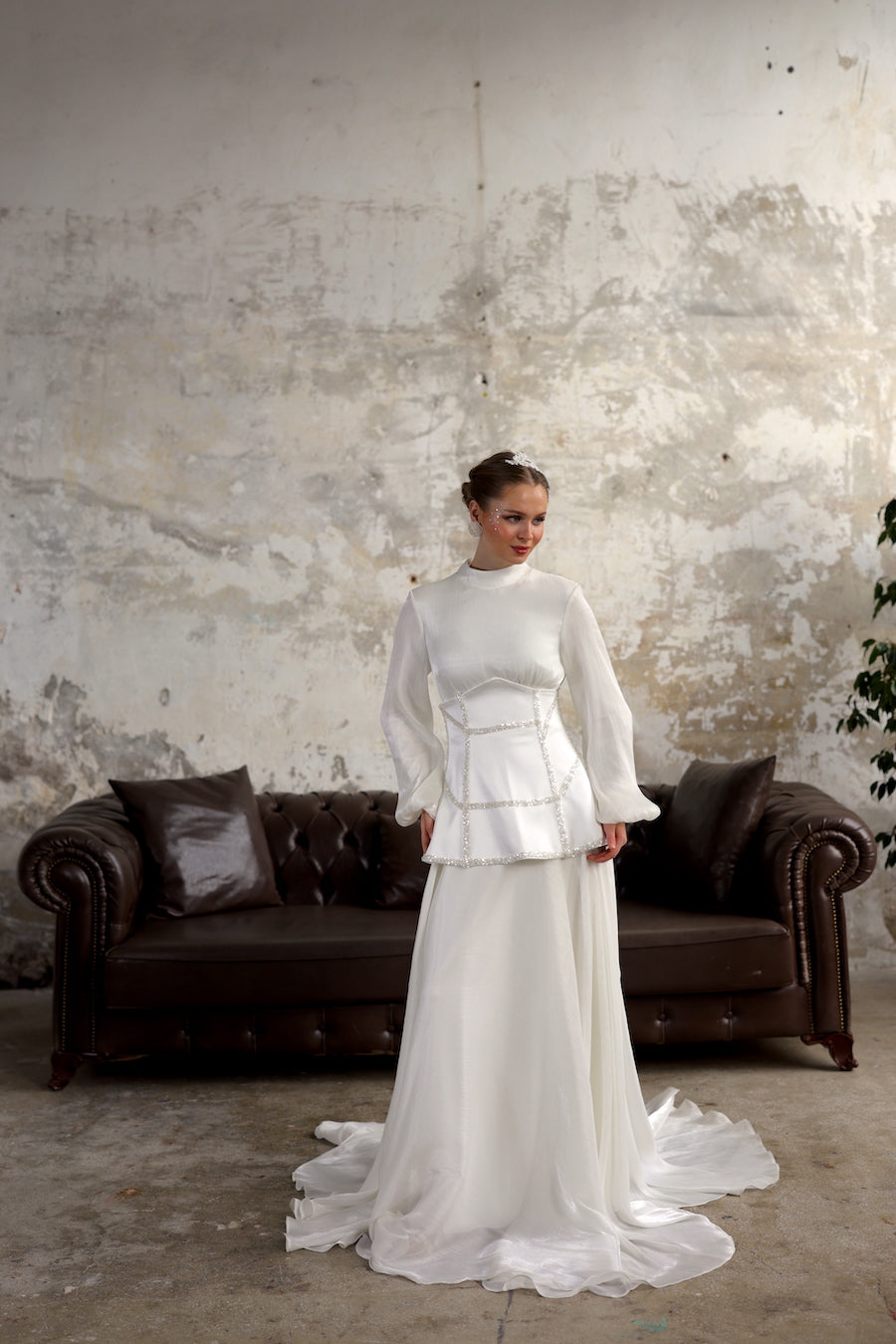 Korse Detay Ekru Pera Dress