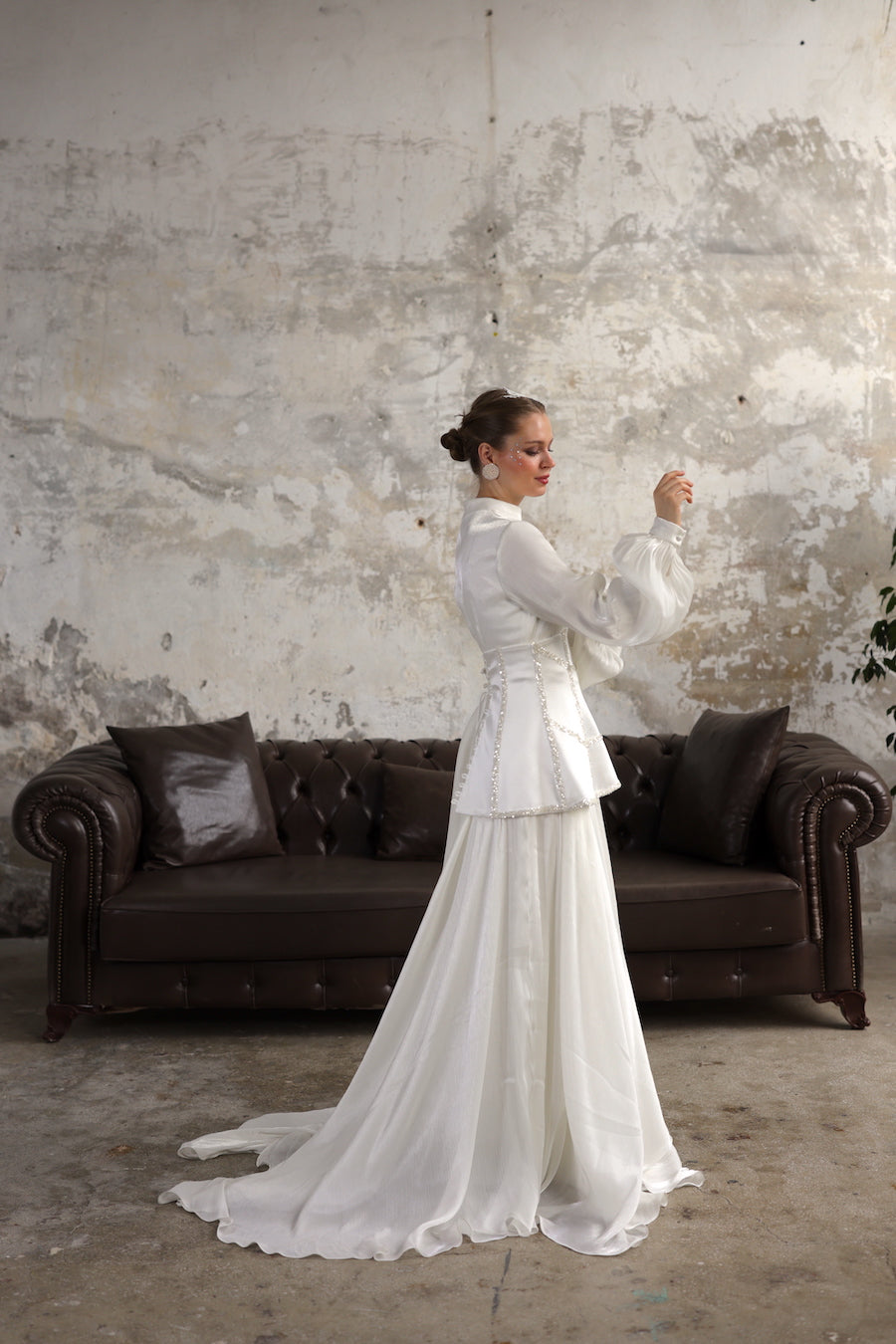 Korse Detay Ekru Pera Dress