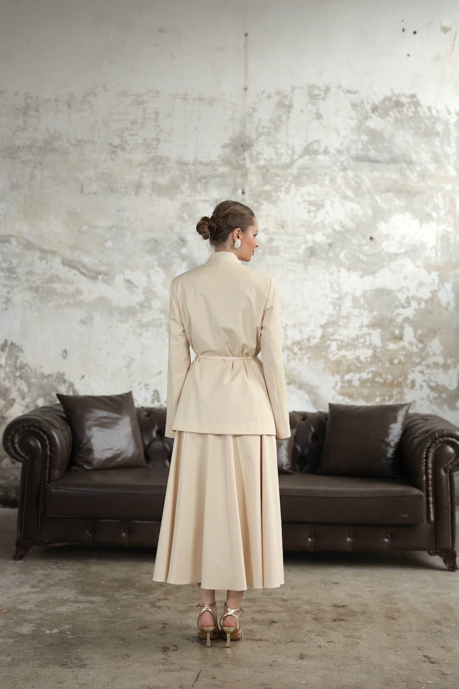 Sekiz parçalı Ekru Etek