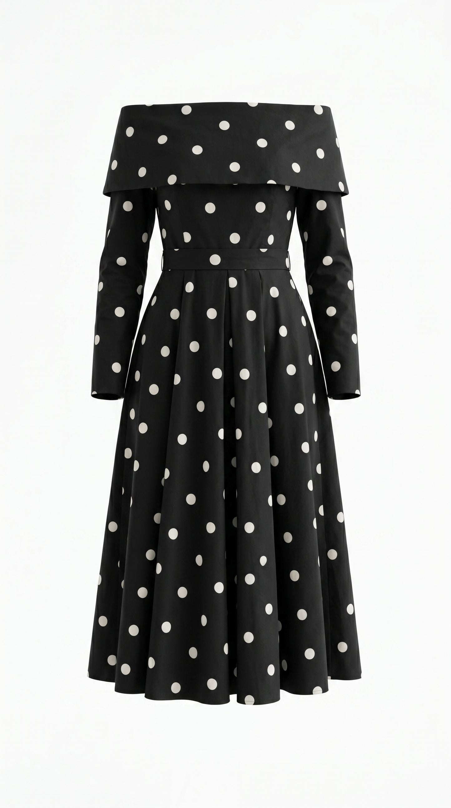 Noir Polka Elbise-26010