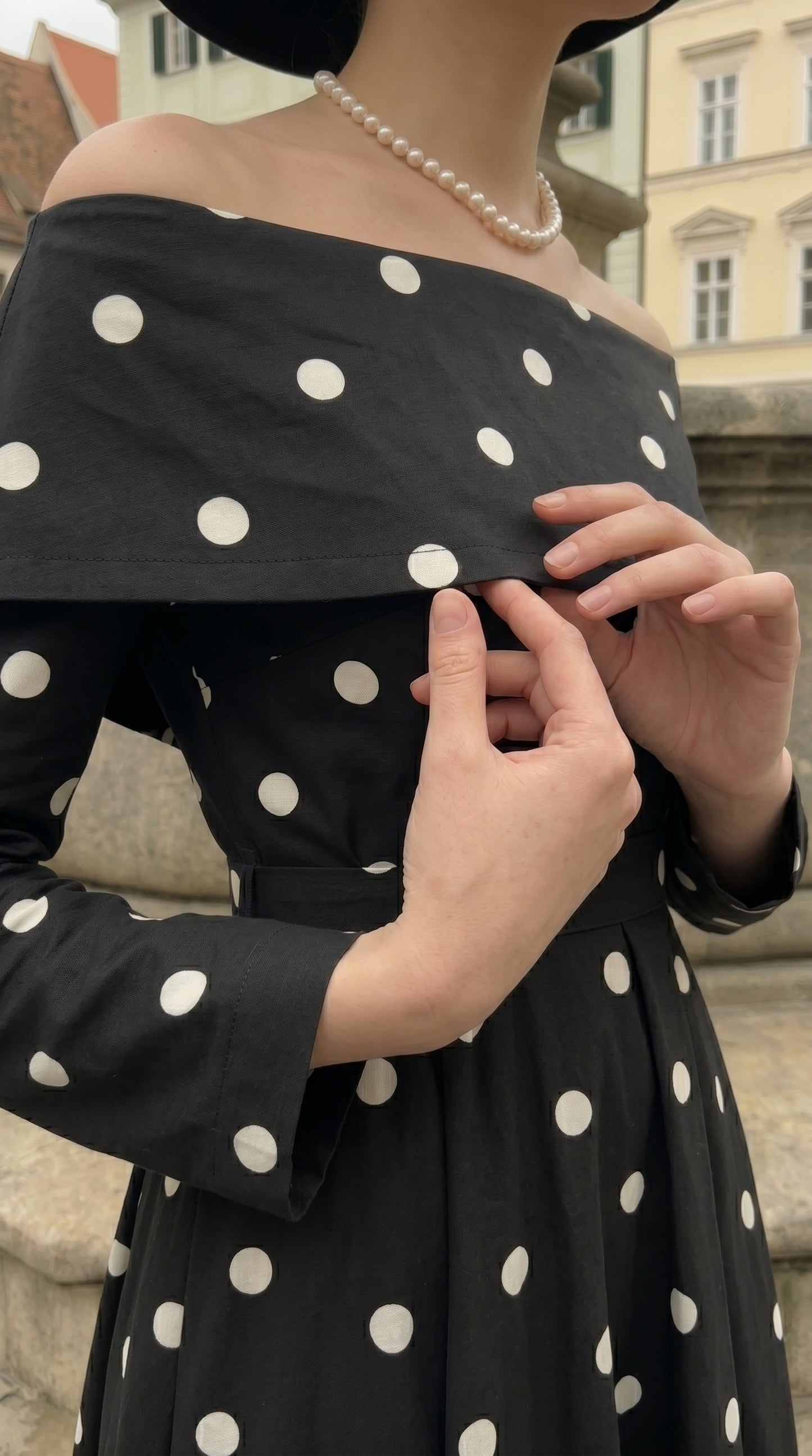 Noir Polka Elbise-26010