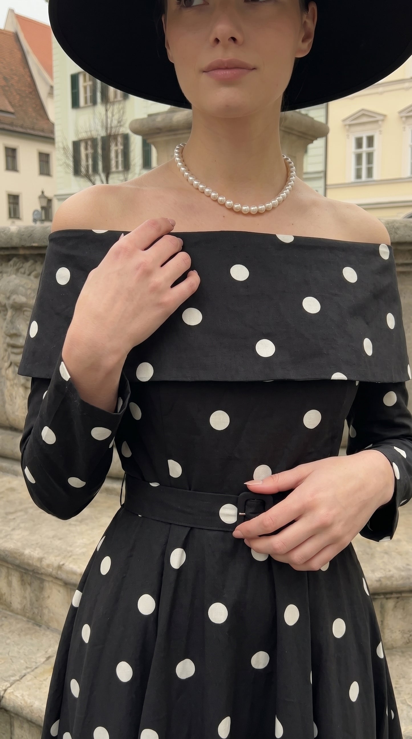 Noir Polka Elbise-26010