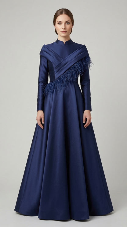 Marineblaues otrisches islamisches Kleidungs-Abendkleid