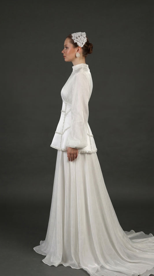 Korse Detay Ekru Pera Dress