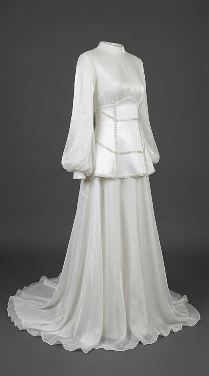 Korse Detay Ekru Pera Dress