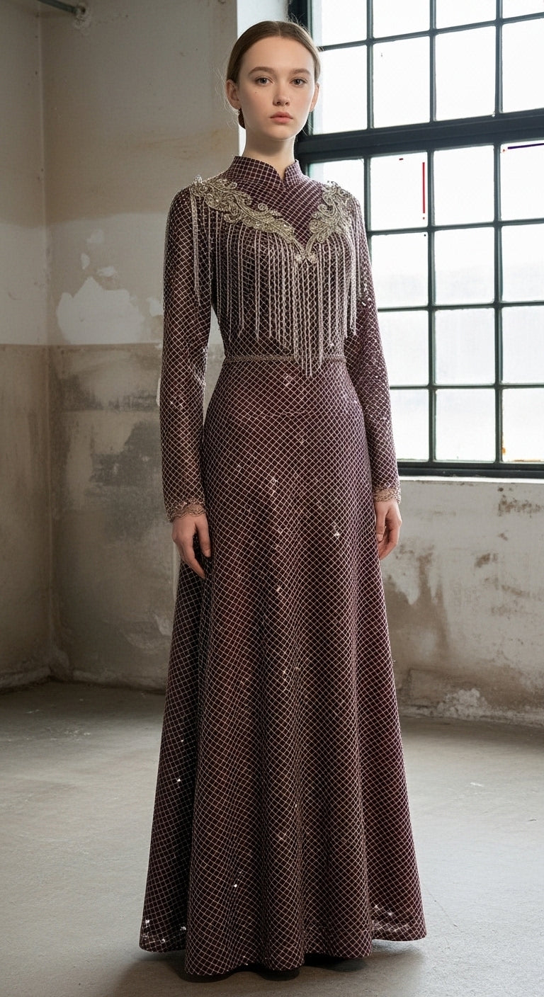 Shine Symphony Kristal File Kollu Püskül Detaylı Abiye_4