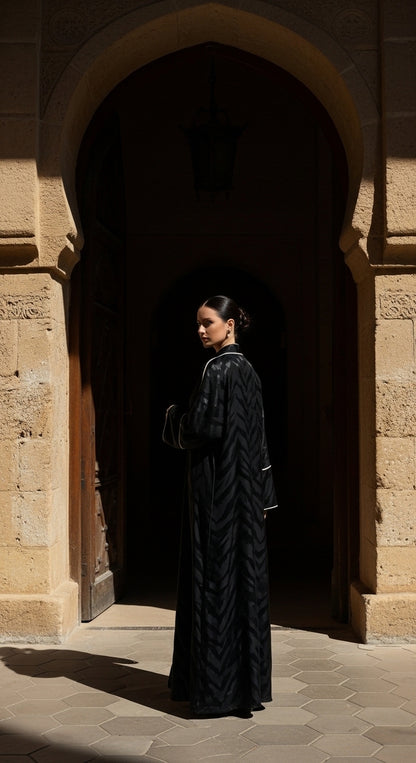 Zebra Desenli Lüks Kimono Abaya - 26622