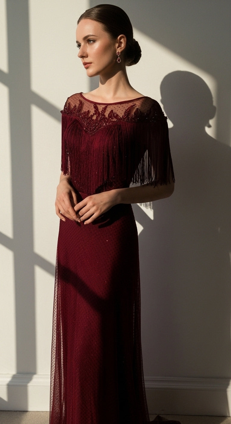 "Dans Eden Silüet" - Saçaklı ve İşlemeli Özel Tasarım Gece Elbisesi_49