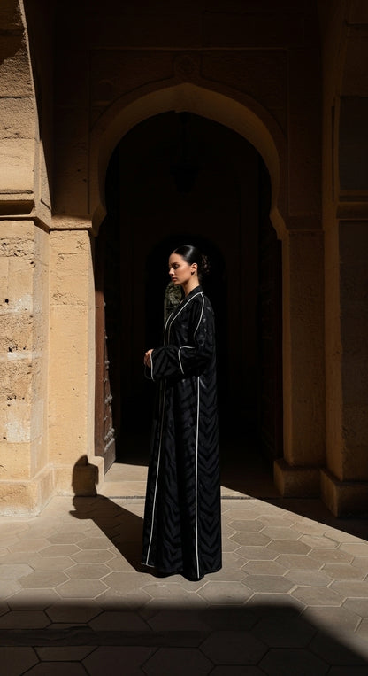Zebra Desenli Lüks Kimono Abaya - 26622