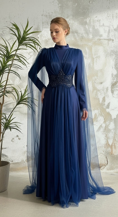 Radiant Empress Kristal Kemerli Tül Pelerinli Helen Abiye_28