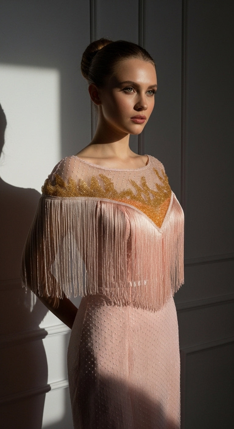 "Dans Eden Silüet" - Saçaklı ve İşlemeli Özel Tasarım Gece Elbisesi_49