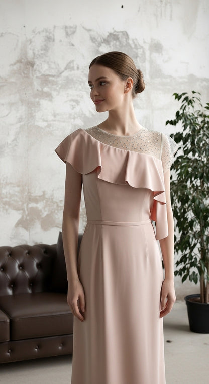 Omuz Volanlı Özel Tasarım Abiye Elbise_50