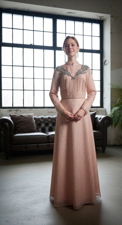 Shine Symphony Kristal File Kollu Püskül Detaylı Abiye_4