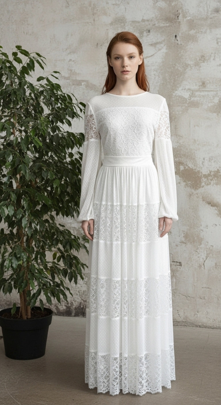 Rosélyn Dantel Detaylı Uzun Abiye Elbise_45