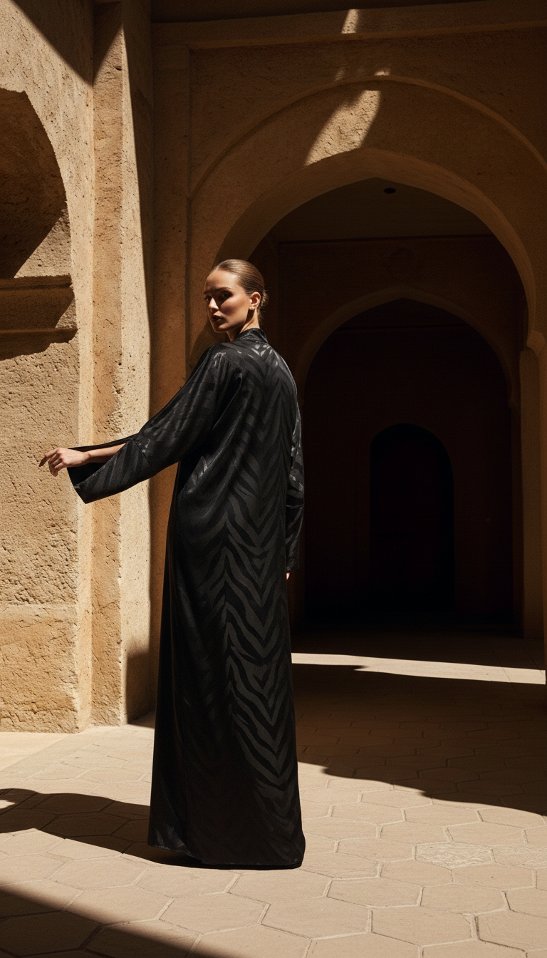 Sahra Noir Kimono Abaya – 26621