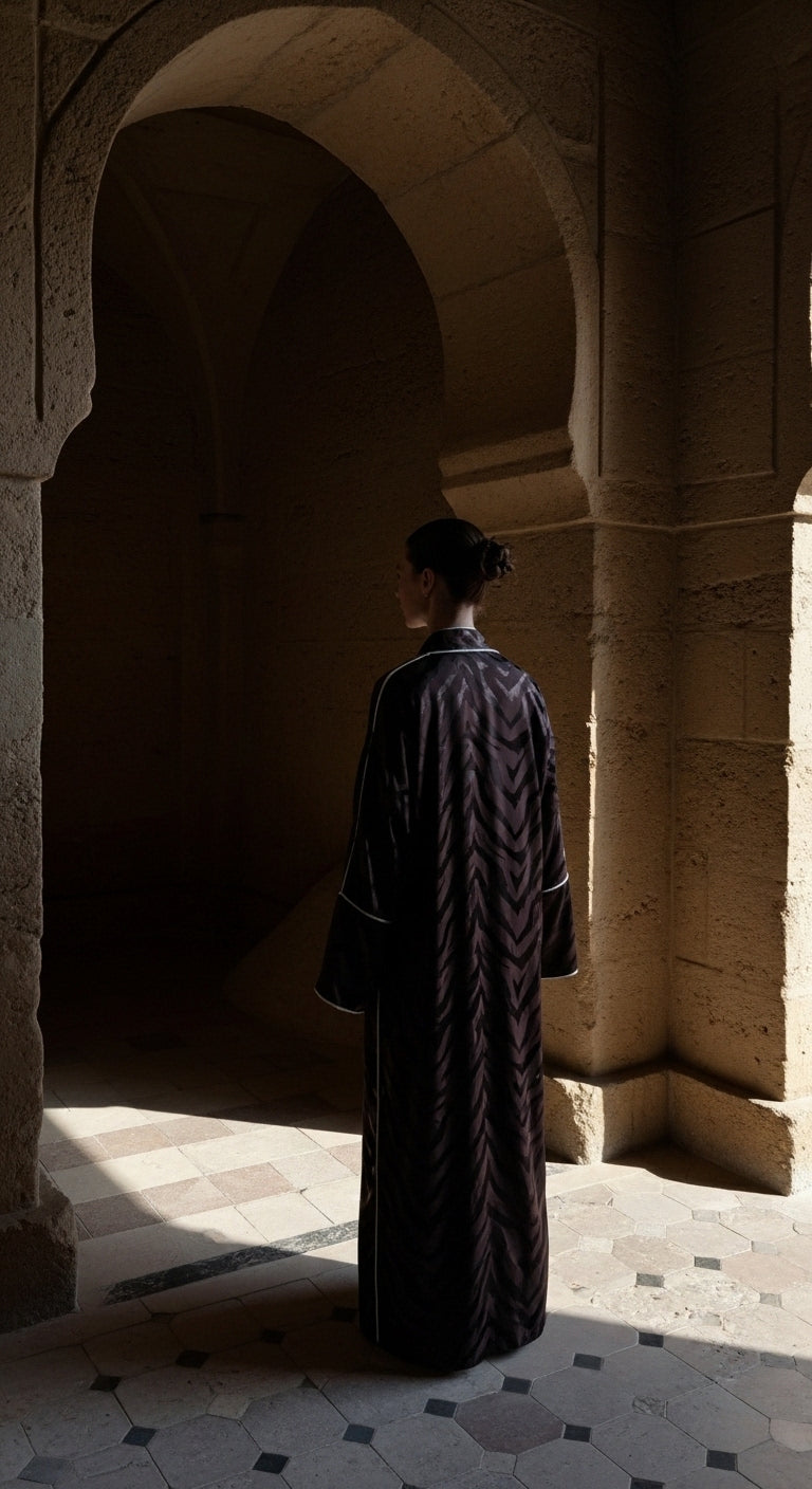 Zebra Desenli Lüks Kimono Abaya - 26622