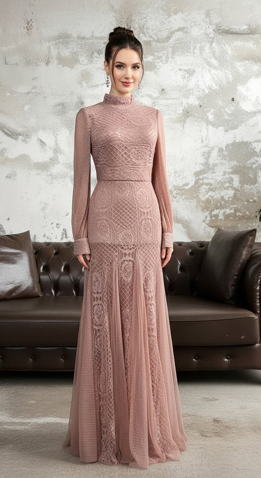 Velmýra Dantel Dokulu Uzun Abiye Elbise_47