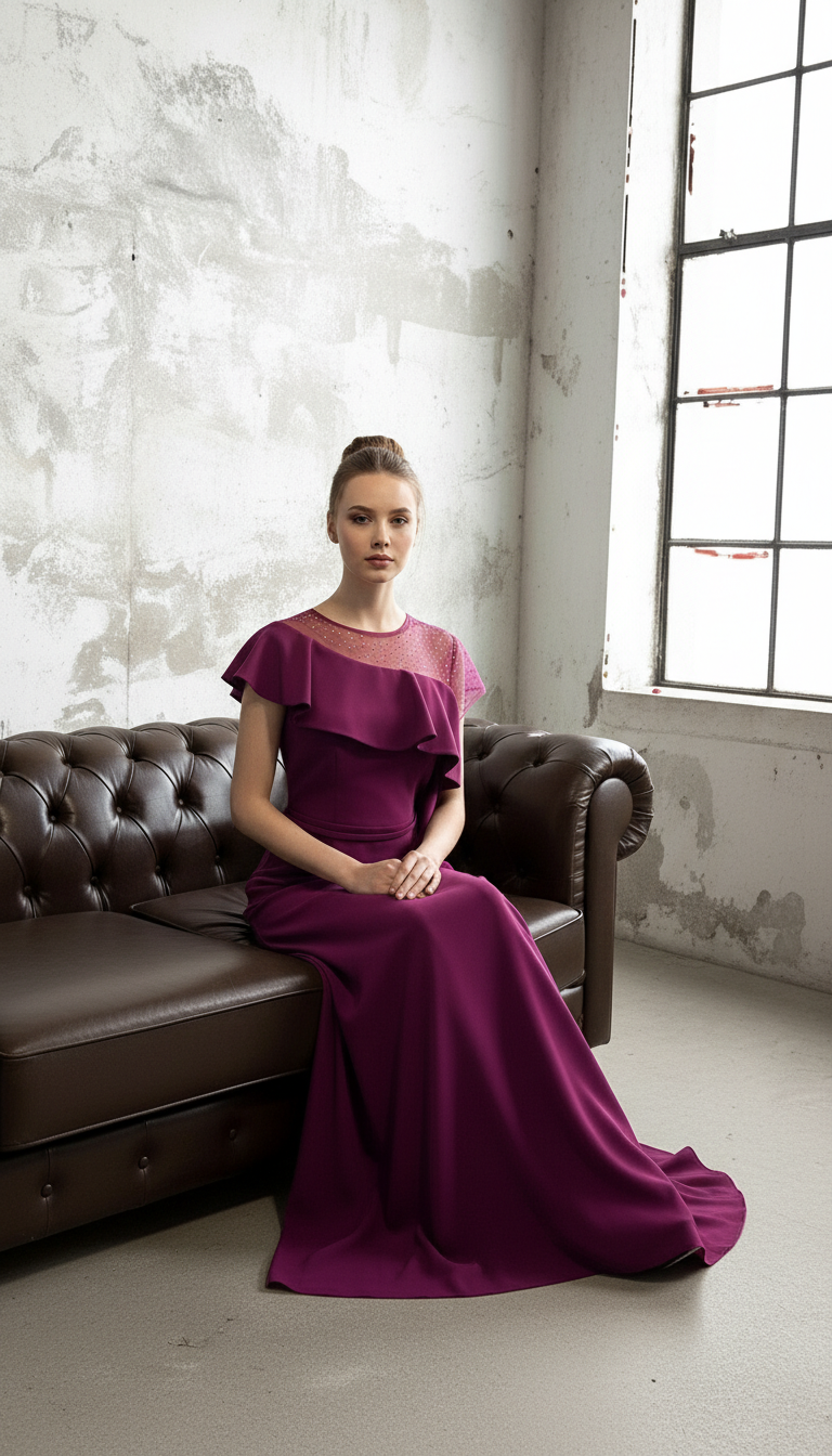 Omuz Volanlı Özel Tasarım Abiye Elbise_50