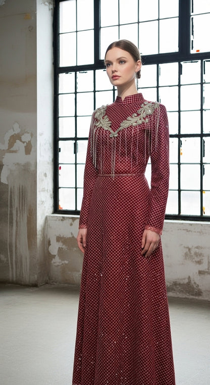 Shine Symphony Kristal File Kollu Püskül Detaylı Abiye_4