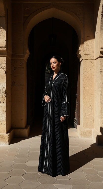 Zebra Desenli Lüks Kimono Abaya - 26622