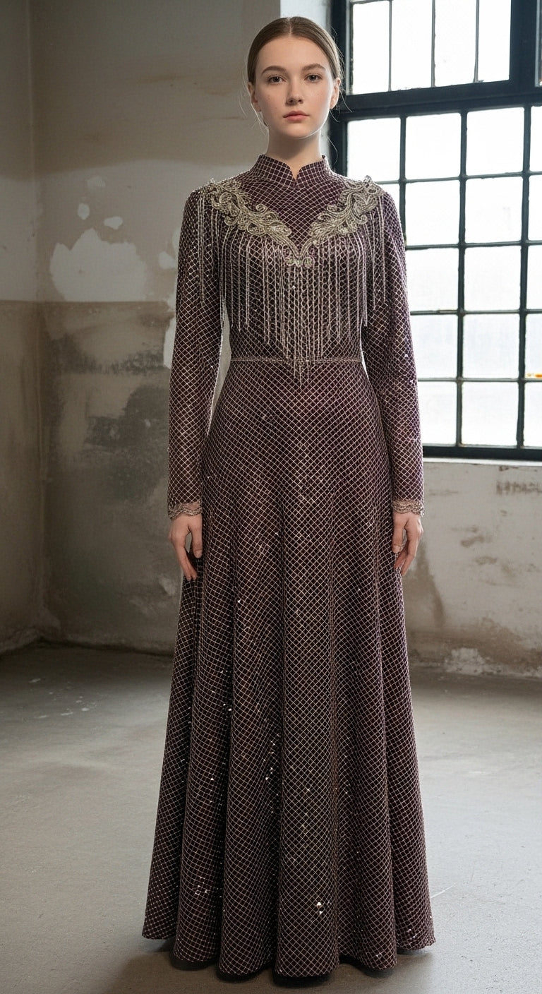 Shine Symphony Kristal File Kollu Püskül Detaylı Abiye_4