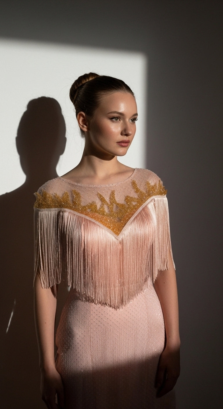 "Dans Eden Silüet" - Saçaklı ve İşlemeli Özel Tasarım Gece Elbisesi_49