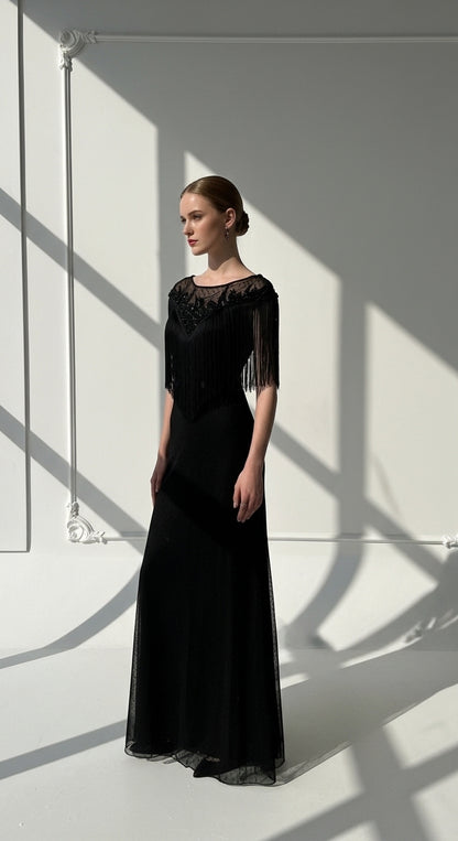 "Dans Eden Silüet" - Saçaklı ve İşlemeli Özel Tasarım Gece Elbisesi_49