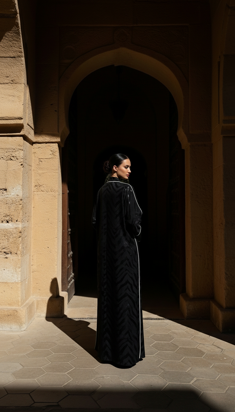 Zebra Desenli Lüks Kimono Abaya - 26622