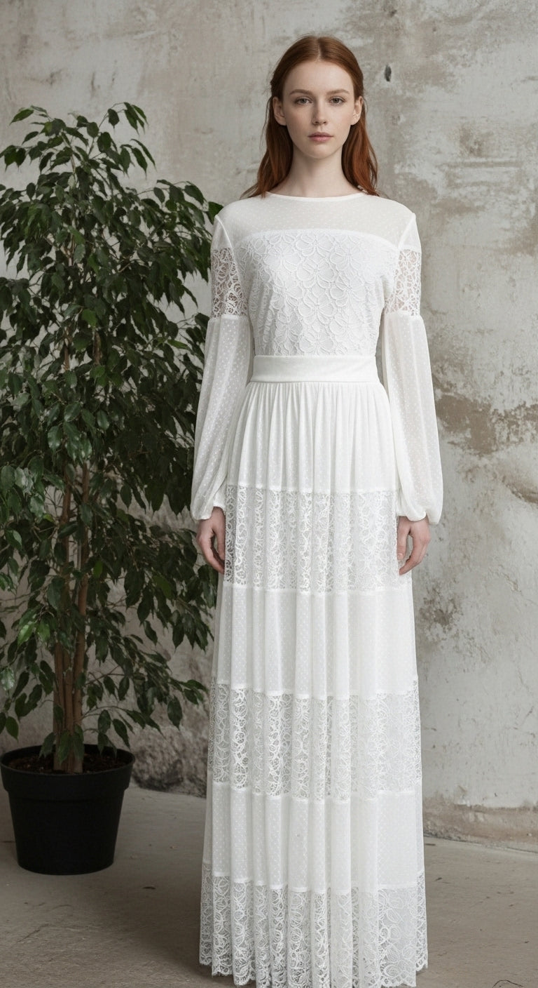 Rosélyn Dantel Detaylı Uzun Abiye Elbise_45