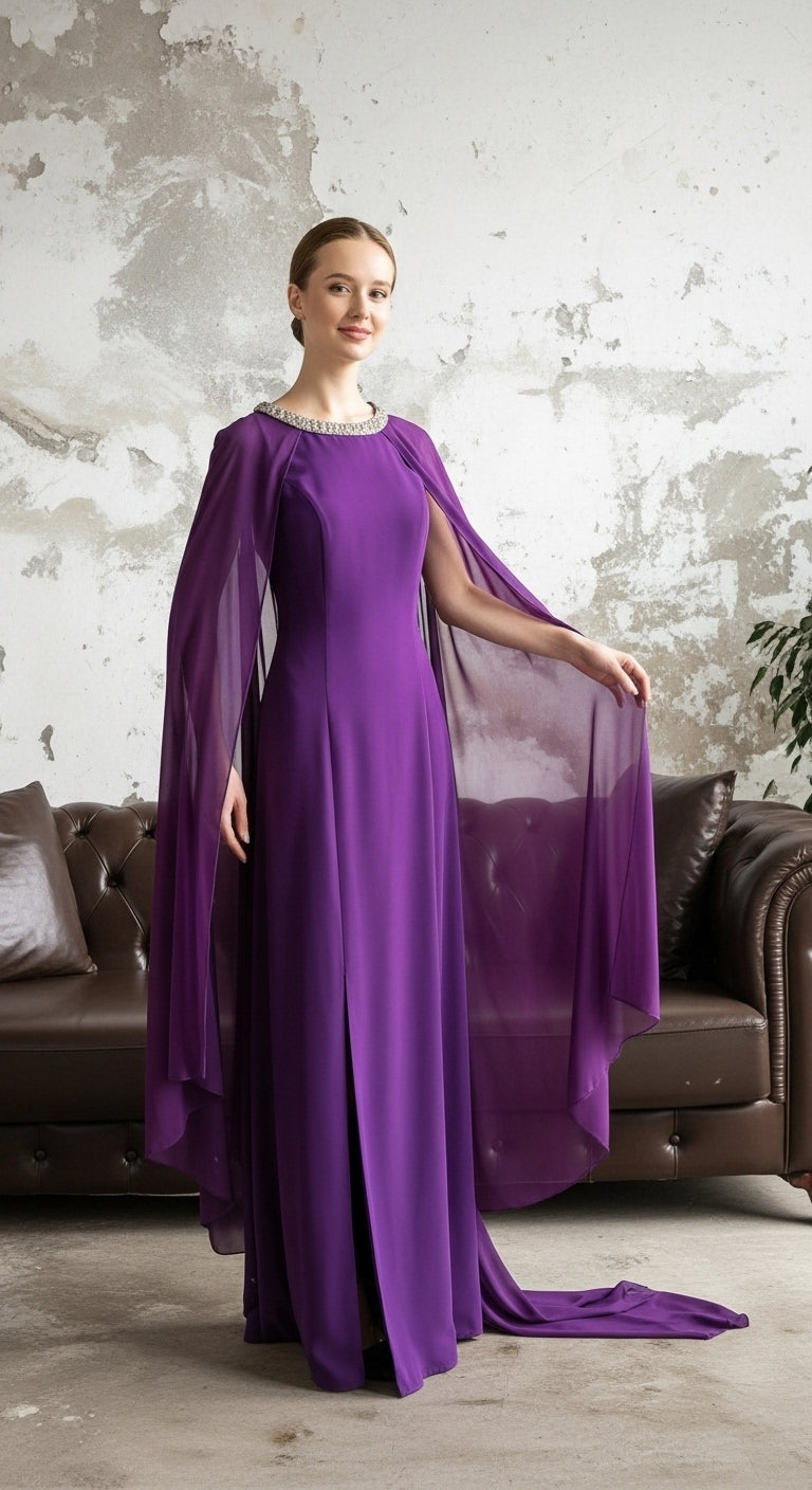 NOIRÉ – Yaka Detaylı Transparan Kolu Akıcı Form Uzun Elbise_57