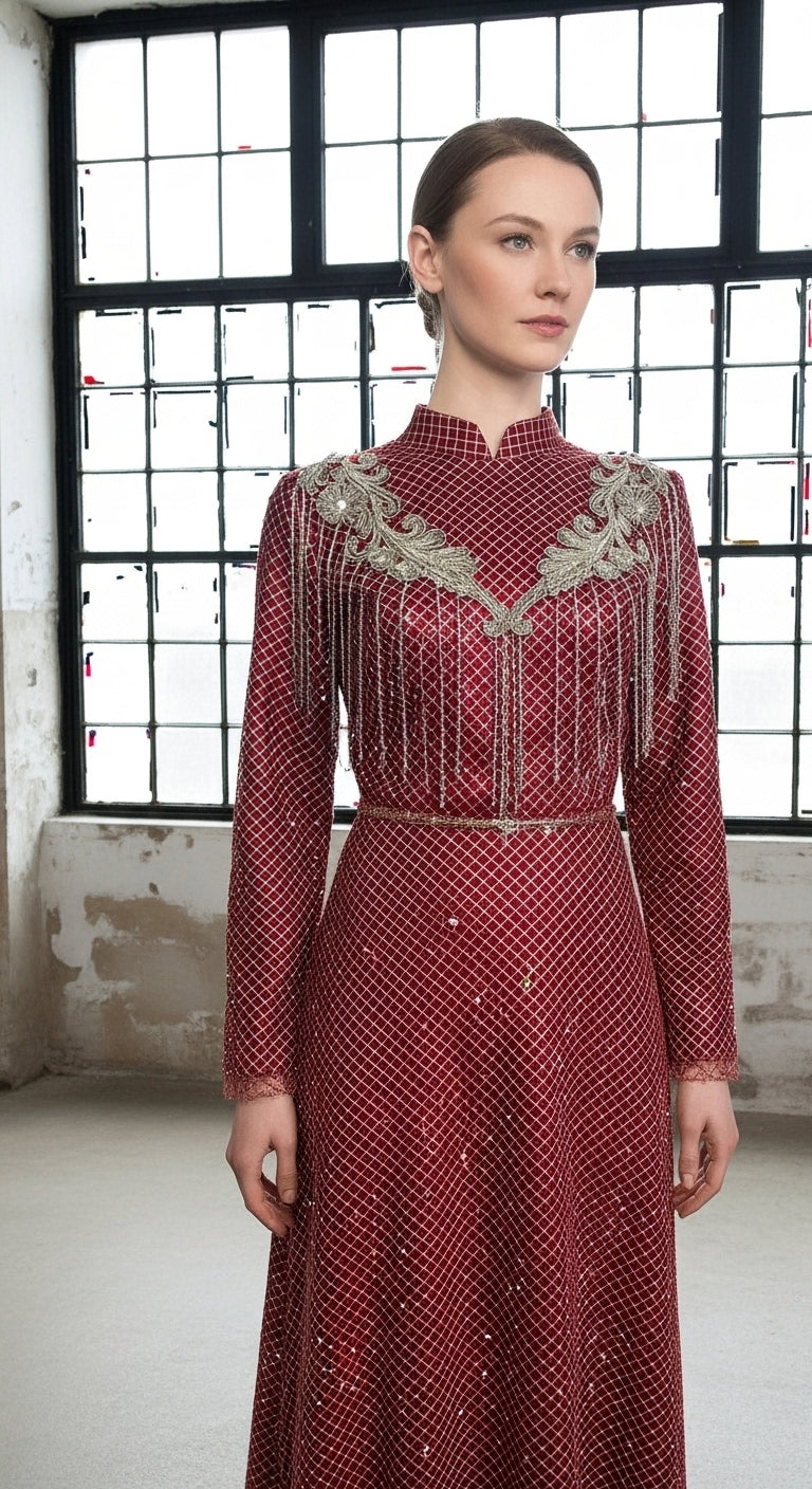 Shine Symphony Kristal File Kollu Püskül Detaylı Abiye_4