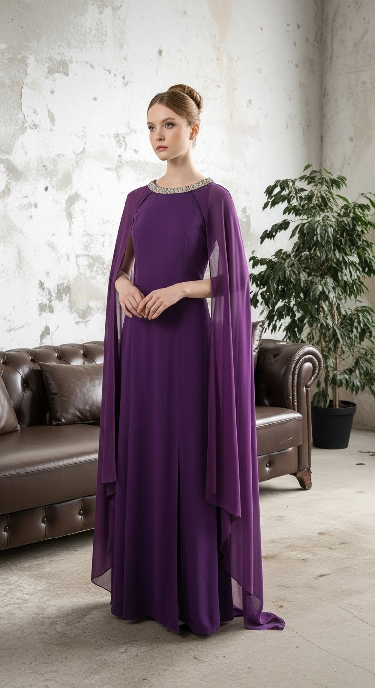 NOIRÉ – Yaka Detaylı Transparan Kolu Akıcı Form Uzun Elbise_57