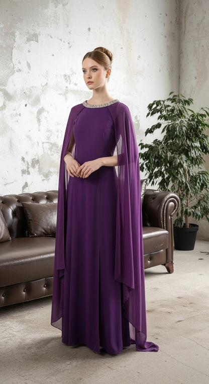 NOIRÉ – Yaka Detaylı Transparan Kolu Akıcı Form Uzun Elbise_57