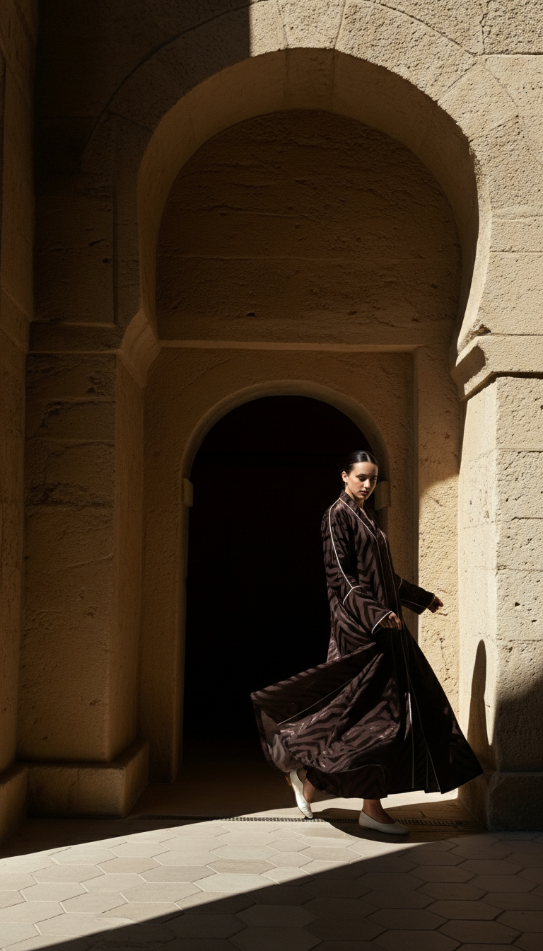 Zebra Desenli Lüks Kimono Abaya - 26622