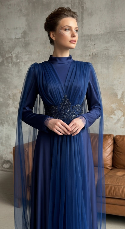 Radiant Empress Kristal Kemerli Tül Pelerinli Helen Abiye_28