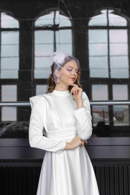 Ekru Drapeli Helen Gelinlik