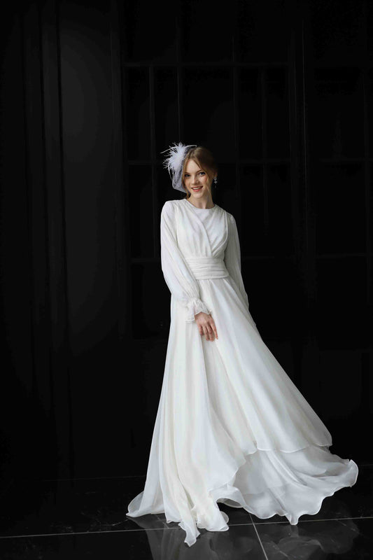 Robe de soirée sirène écrue