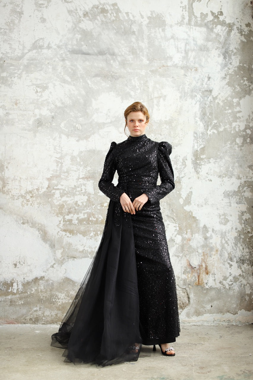 Copper Color Sparkling Evening Dress