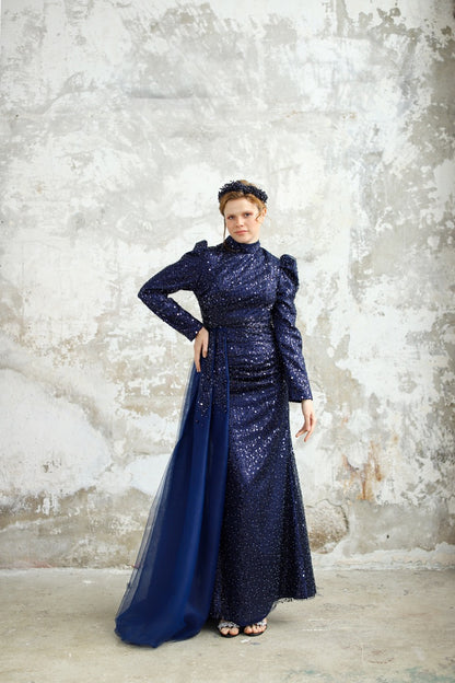 Kupferfarbenes funkelndes Abendkleid