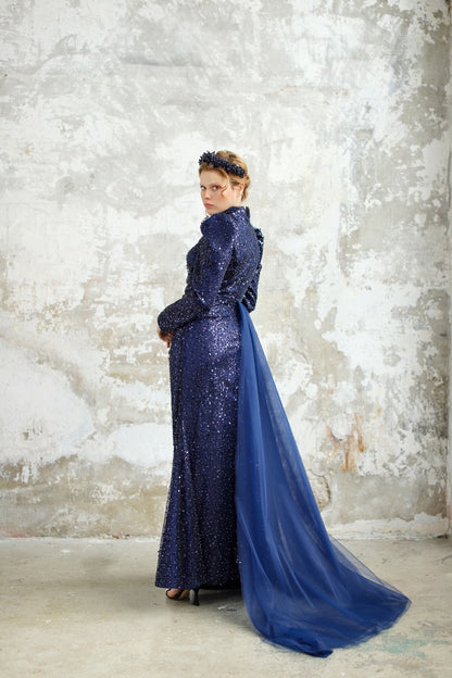 Kupferfarbenes funkelndes Abendkleid