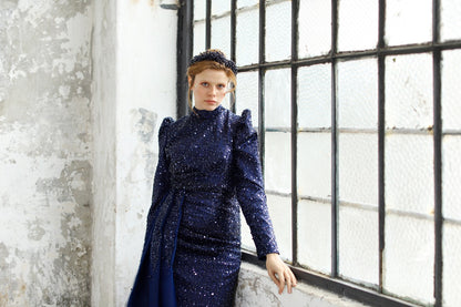 Kupferfarbenes funkelndes Abendkleid