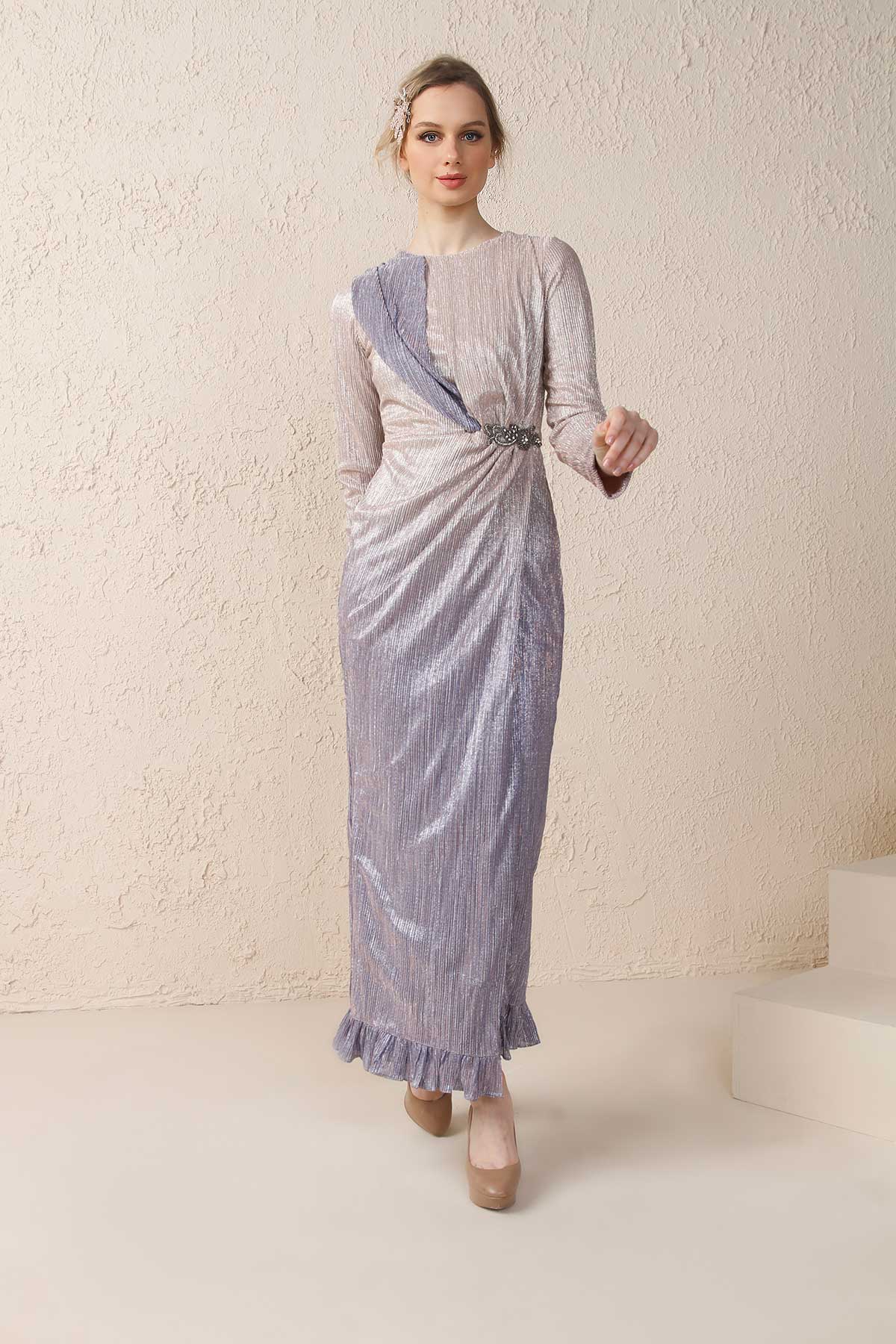 Lila Degrade Tesettür Abiye Minel Aşk