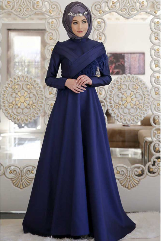 Otriş Lacivert Tesettür Abiye Minel Aşk