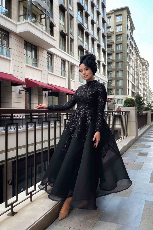 Siyah Maya Tesettür Abiye Minel Aşk