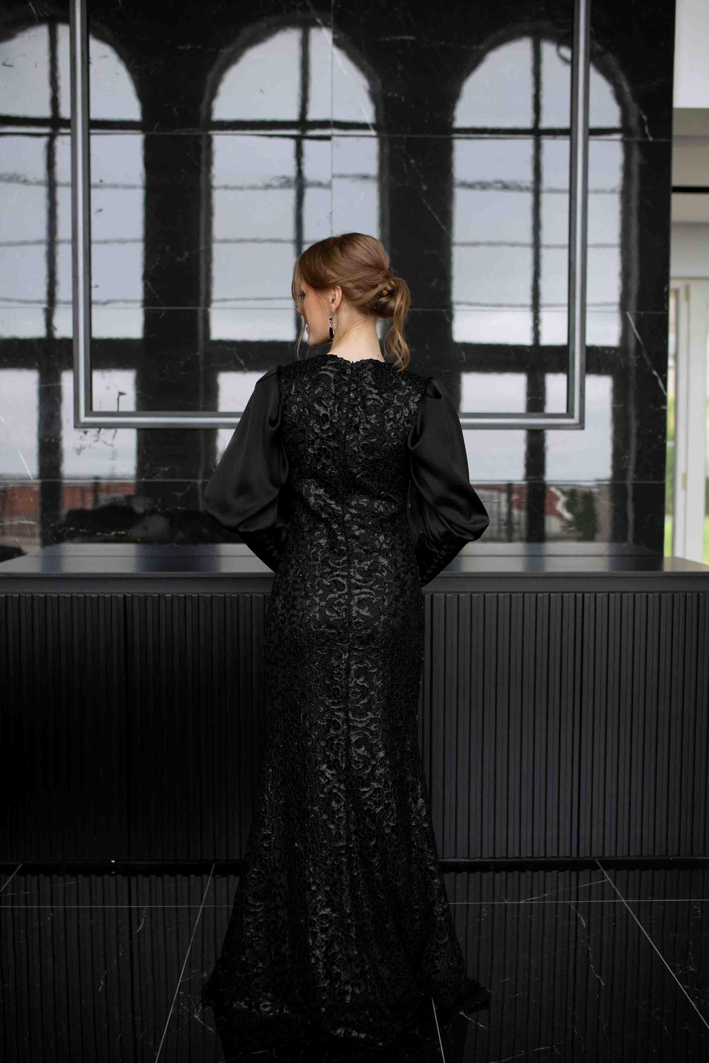 Black Princess Sequin Evening Dress