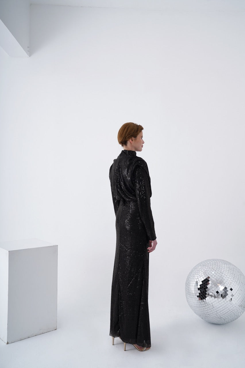 Robe de soirée scintillante couleur cuivre