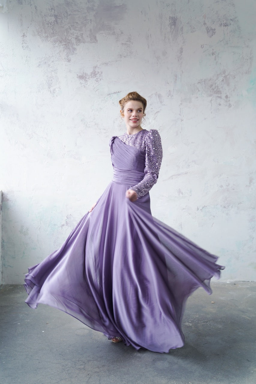 Kupferfarbenes funkelndes Abendkleid