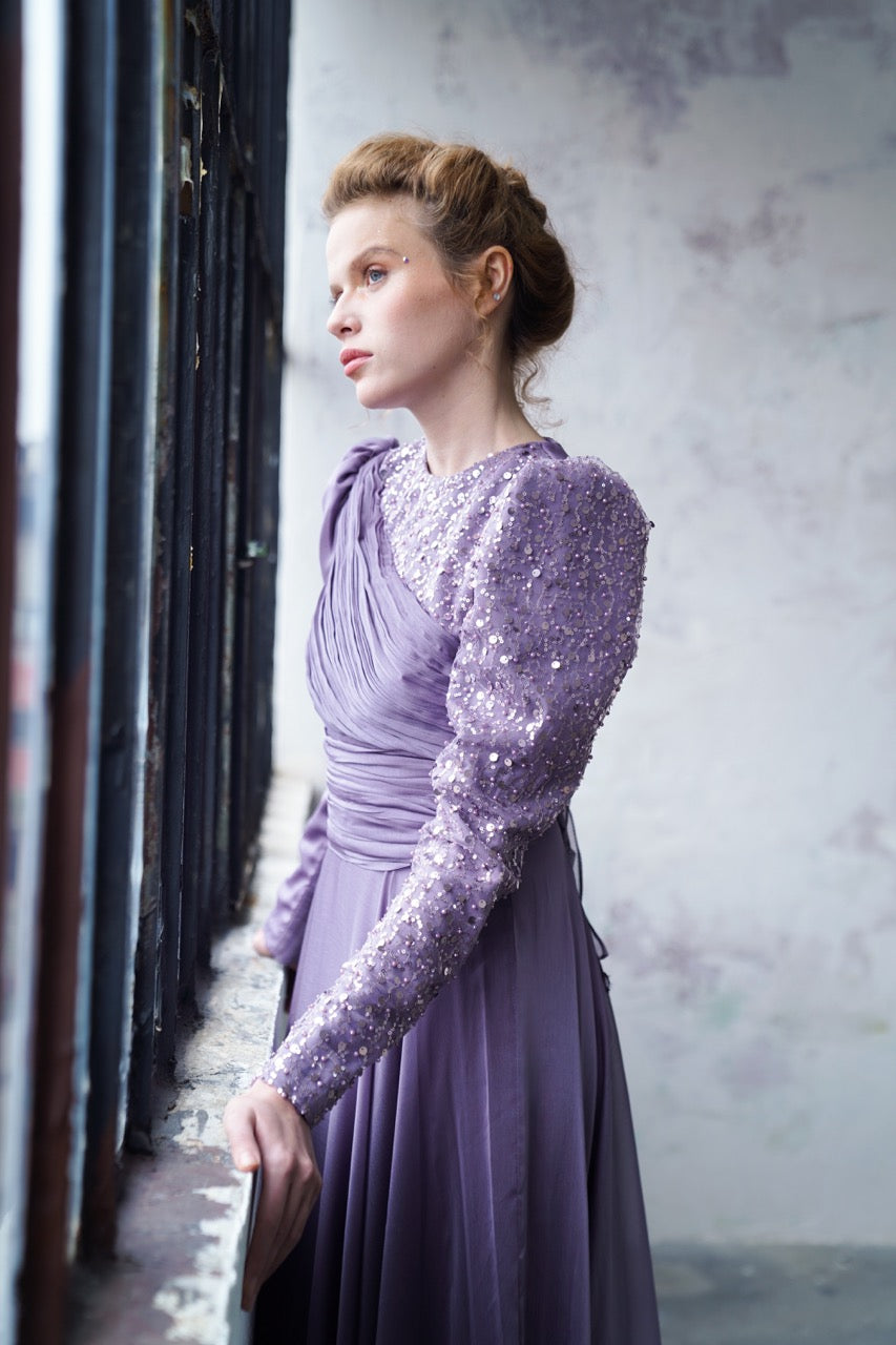 Kupferfarbenes funkelndes Abendkleid