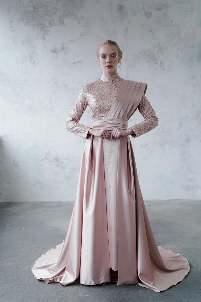 Siyah Saten Kuyruklu Abiye Satina Dress 2027